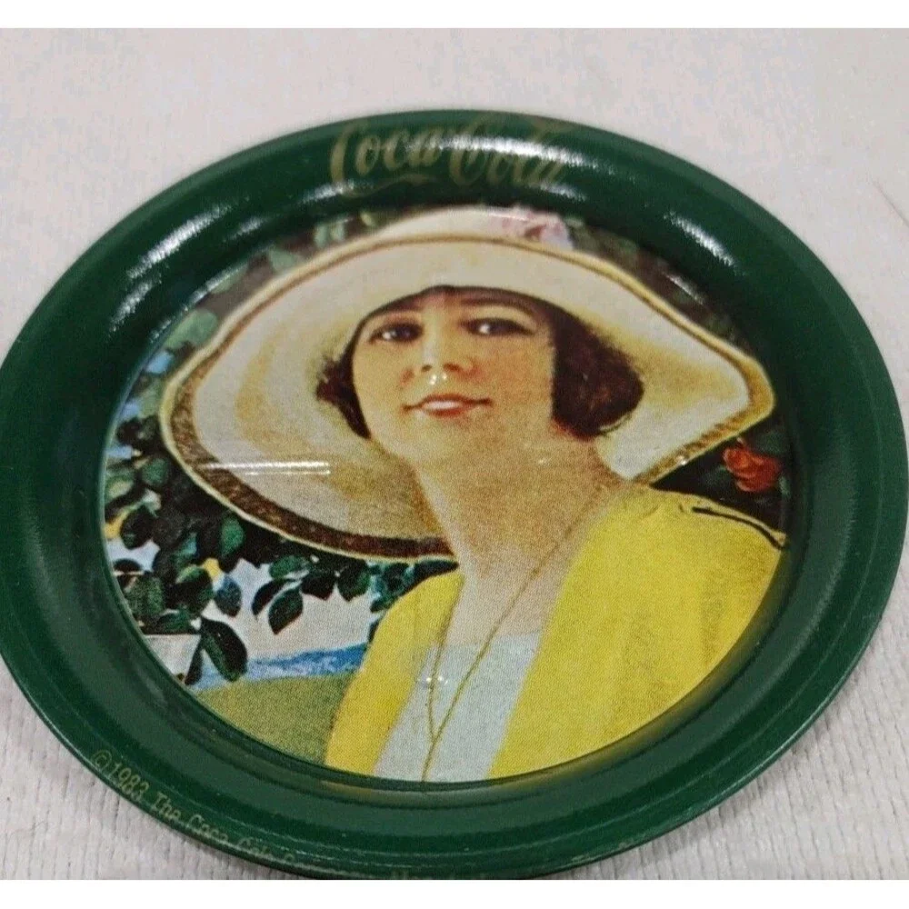 4 Coca-Cola Drink Coasters Set Vintage 1983 Display Ohio Art Advertising 3.5